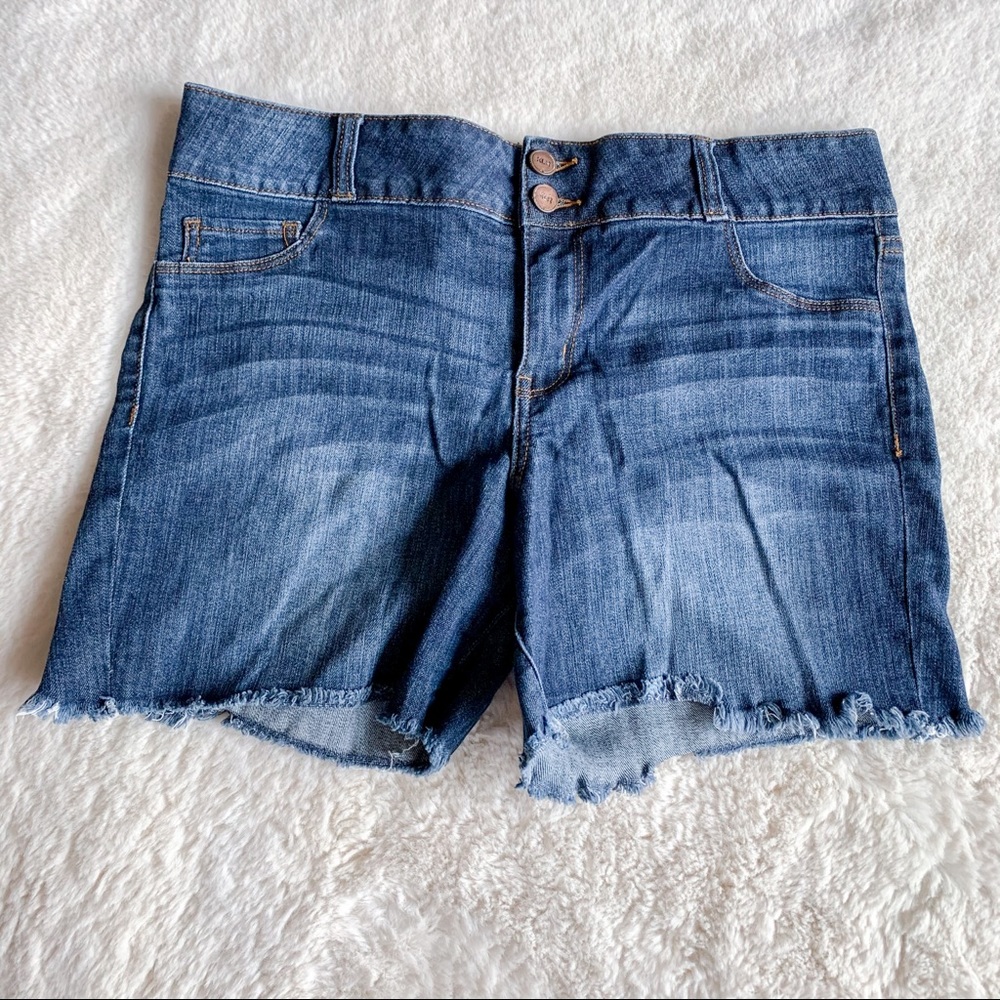 Kiki Larue Distressed High Rise Denim Shorts